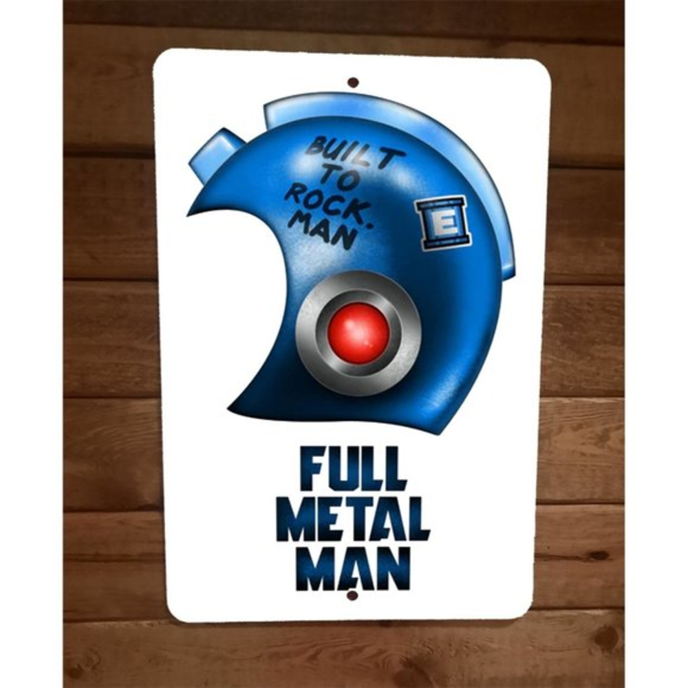 Built To Rock Full Metal Mega Man Helmet 8x12 Metal Arcade Wall Sign